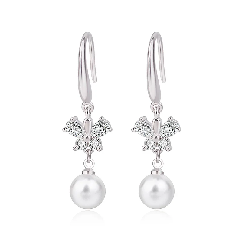 Fashion luxury Diamond Earrings 925 Sterling Silver Temperament Sweet Pearl Earrings Female Aretes De Mujer Designer Jewelry
Fashion luxury Diamond Earrings 925 Sterling Silver Temperament Sweet Pearl Earrings Female Aretes De Mujer Designer Jewelry