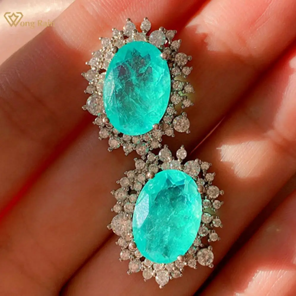 Wong Rain 925 Sterling Silver Oval Cut Emerald Paraiba Tourmaline Gemstone Ear Studs/Earrings For Women Fine Jewelry Wholesale
Wong Rain 925 Sterling Silver Oval Cut Emerald Paraiba Tourmaline Gemstone Ear Studs/Earrings For Women Fine Jewelry Wholesale