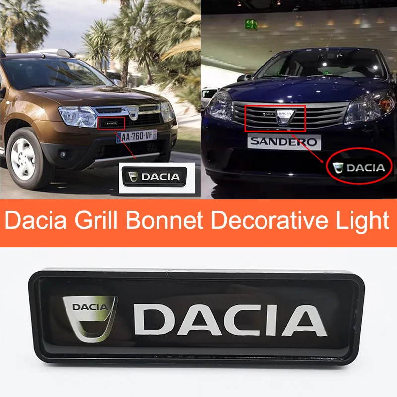 

Эмблемы DRL дневные ходовые светильник капюшон решетка капота Светодиодная лампа для логотипа для Dacia Duster Logan 2 Mcv Sandero и многое другое