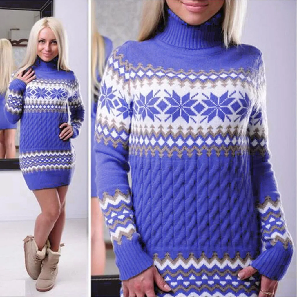Turtleneck Sweater Women's Christmas Snowflake Printed Long Sleeve Turtleneck Sweater Dress 2019 robe femme hiver #30
Turtleneck Sweater Women's Christmas Snowflake Printed Long Sleeve Turtleneck Sweater Dress 2019 robe femme hiver #30