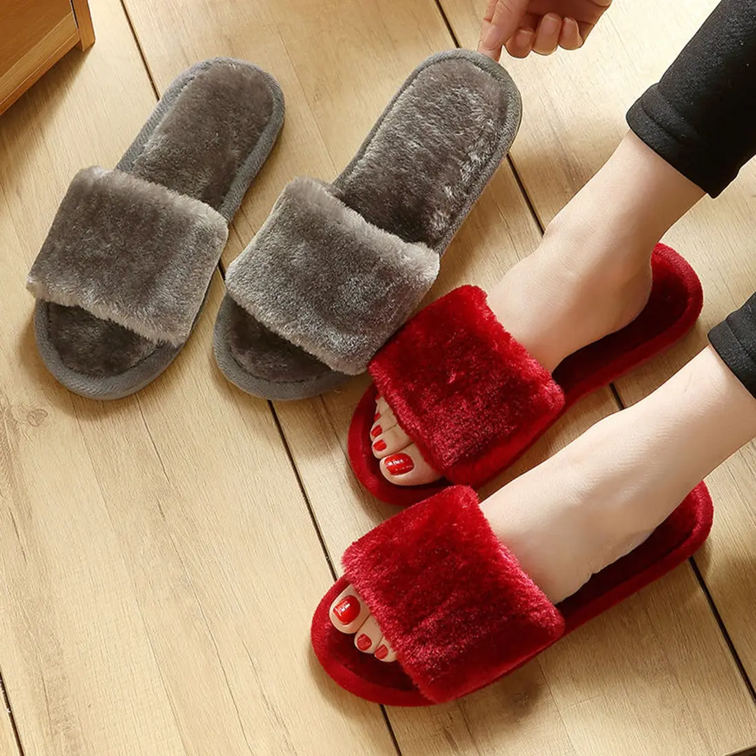 Furry Slides Women Home Slippers Winter Warm Shoes Ladies Slip On Flats Slides Female Faux Fur Slippers 2021 Fashion Wholesale
Furry Slides Women Home Slippers Winter Warm Shoes Ladies Slip On Flats Slides Female Faux Fur Slippers 2021 Fashion Wholesale