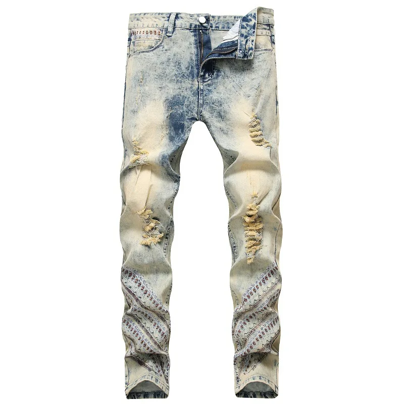 New Nostalgic jeans men's tide embroidered hole straight stretch jeans Men trousers lenstid pants
New Nostalgic jeans men's tide embroidered hole straight stretch jeans Men trousers lenstid pants
