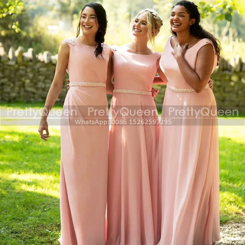 Pink Chiffon A Line Bridesmaid Dresses With Beads Scoop Neck Sleeveless Long Bohemia Maid Of Honor Dress Bridal Party
Pink Chiffon A Line Bridesmaid Dresses With Beads Scoop Neck Sleeveless Long Bohemia Maid Of Honor Dress Bridal Party