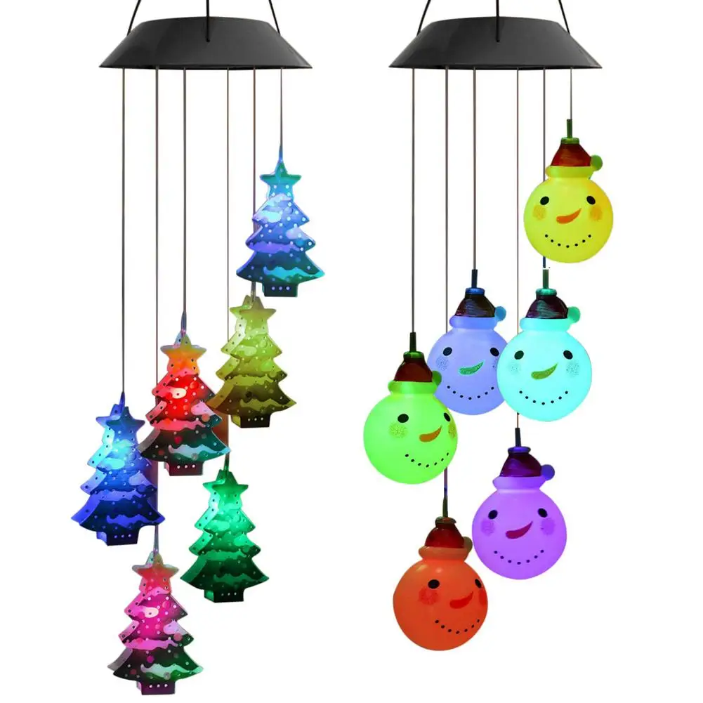 

Color Changing Wind Chimes Snowman Christmas Tree Dreamcatcher Lights Solar Wind Chime For Patio Yard Outside Garden Decor