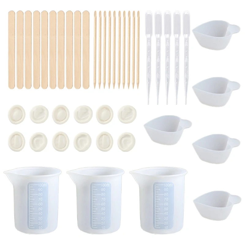 R58E 43 Pcs Resin Glue Tools Set Measuring Mixing Cup Dropper Stirring Sticks Finger Cots UV Epoxy Resin DIY Crafts Tool Kit
R58E 43 Pcs Resin Glue Tools Set Measuring Mixing Cup Dropper Stirring Sticks Finger Cots UV Epoxy Resin DIY Crafts Tool Kit