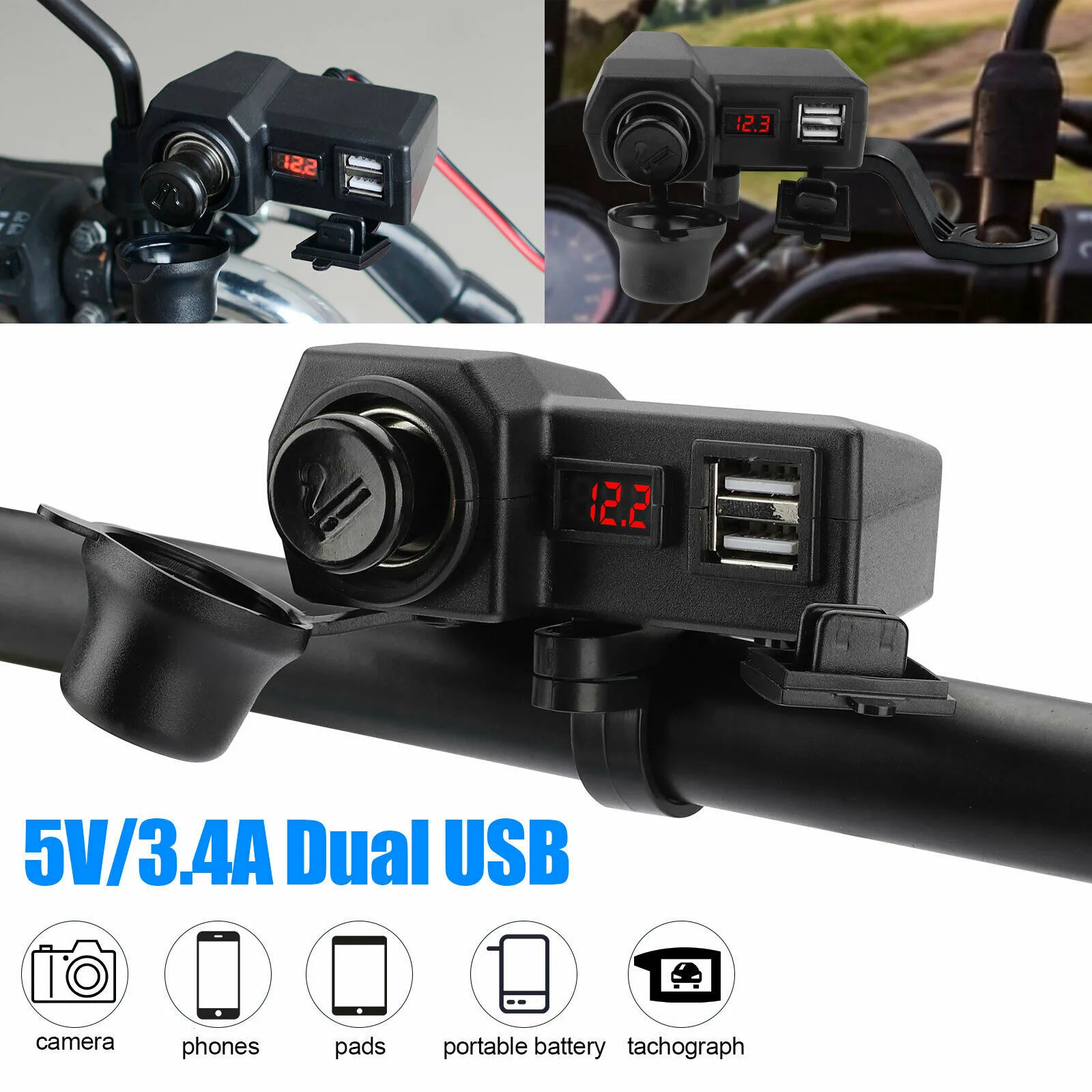 1 Set Motorcycle Handlebar Dual USB Phone Charger Socket Waterproof Usb Charger For Motorcycle On The Steering Wheel
1 Set Motorcycle Handlebar Dual USB Phone Charger Socket Waterproof Usb Charger For Motorcycle On The Steering Wheel