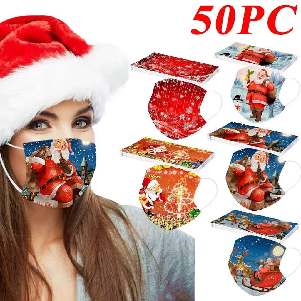 50PC Christmas Adult Mask Disposable 3Ply Breathable Protective Face Mask Mascarillas PM2.5 Pollution Filter Mouth Masks Masque
50PC Christmas Adult Mask Disposable 3Ply Breathable Protective Face Mask Mascarillas PM2.5 Pollution Filter Mouth Masks Masque