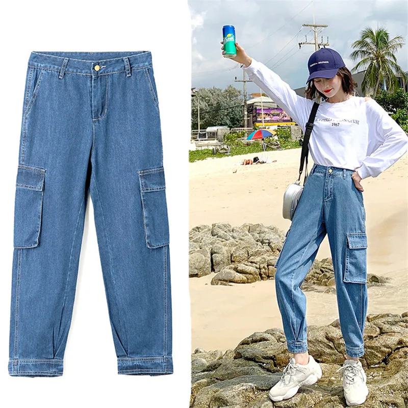 Jeans Woman 2020 Loose Large size Casual Tooling Pants Straight Pants Streetwear Denim Pants students Slouchy Jeans Femme 3114
Jeans Woman 2020 Loose Large size Casual Tooling Pants Straight Pants Streetwear Denim Pants students Slouchy Jeans Femme 3114