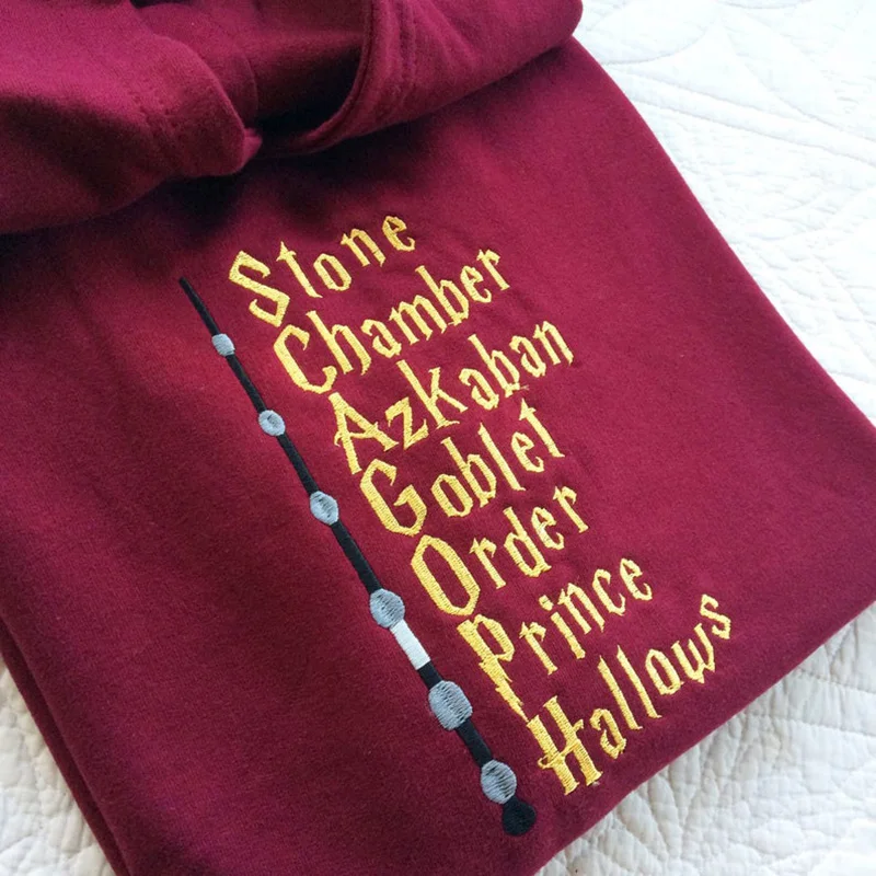 HP Hoodie Sweatshirt Patterned embroidery Unisex Loose Hoodie O-Neck Pullover