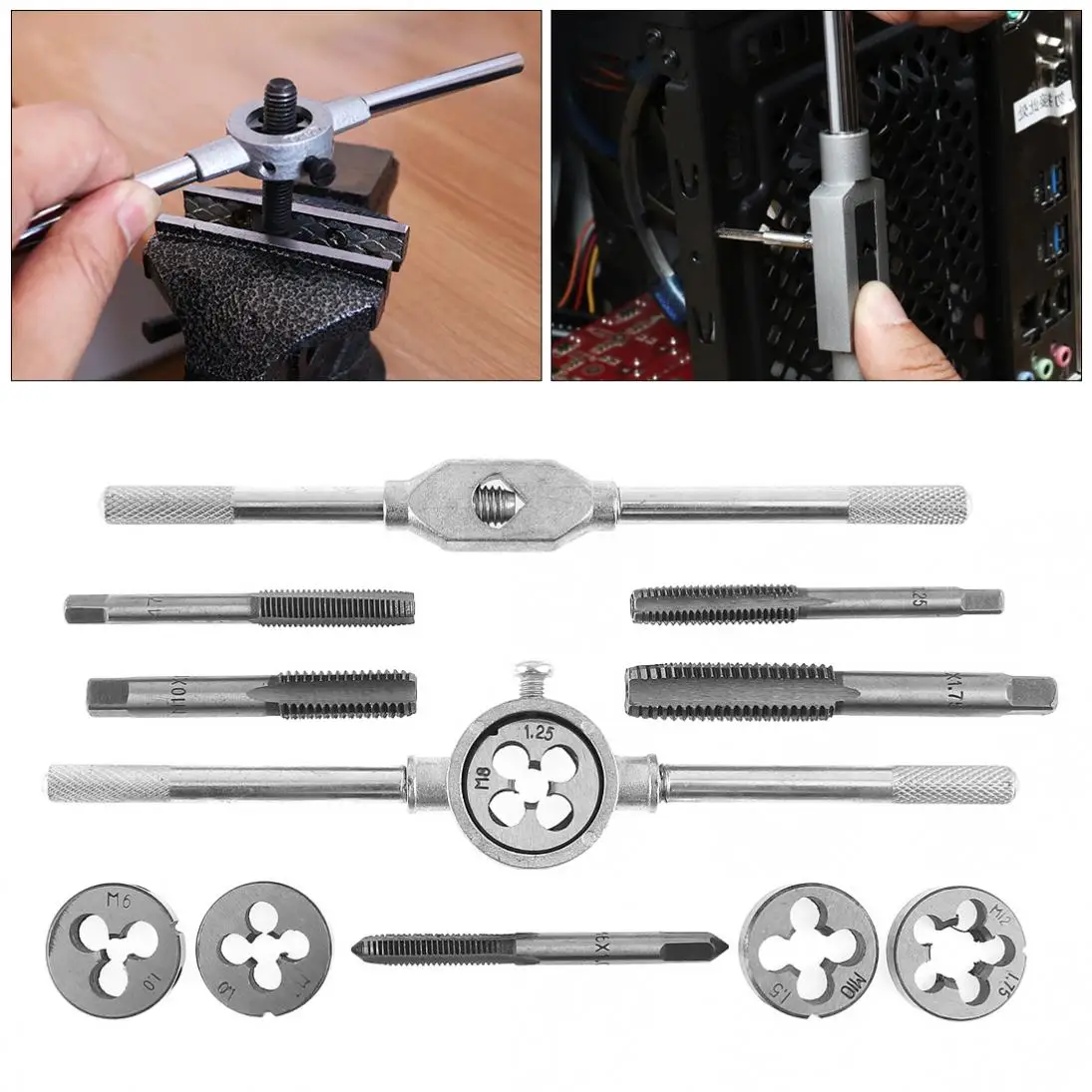 12pcs/lot Tap Dies Set NC Screw Thread Plugs Taps Hand Screw Tap M6 M7 M8 M10 M12 Hand Screw Tap With Adjustable Wrench
12pcs/lot Tap Dies Set NC Screw Thread Plugs Taps Hand Screw Tap M6 M7 M8 M10 M12 Hand Screw Tap With Adjustable Wrench