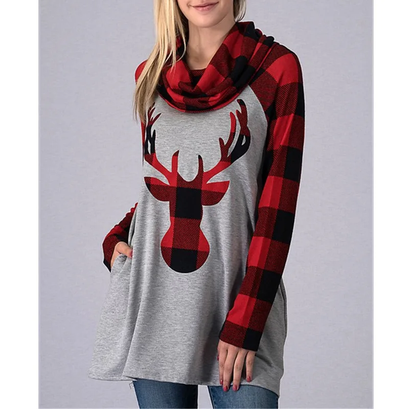 Women's Long Sleeve Top Scarf Collar Elk Print Sweatshirt Pullovers Christmas Sweatshirt
Women's Long Sleeve Top Scarf Collar Elk Print Sweatshirt Pullovers Christmas Sweatshirt