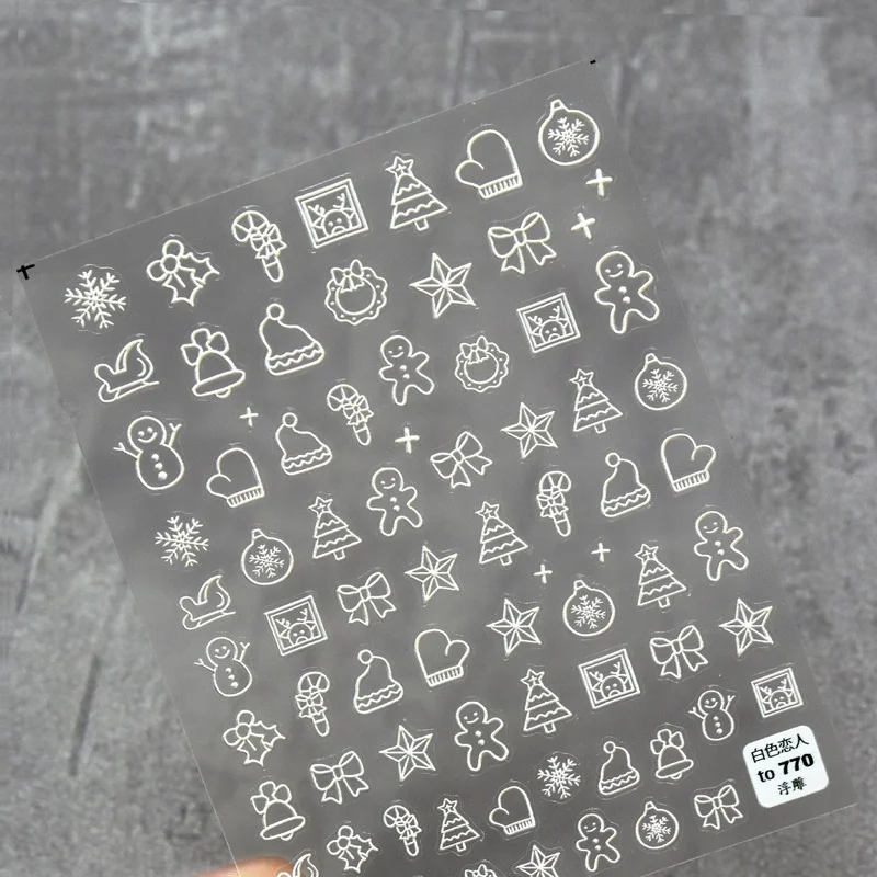 Craft Soft 5D Embossed Nail Sticker Christmas Simple White Gloves Hat Snowman Transparent Nail Art Stickers Decal Decoration New
Craft Soft 5D Embossed Nail Sticker Christmas Simple White Gloves Hat Snowman Transparent Nail Art Stickers Decal Decoration New