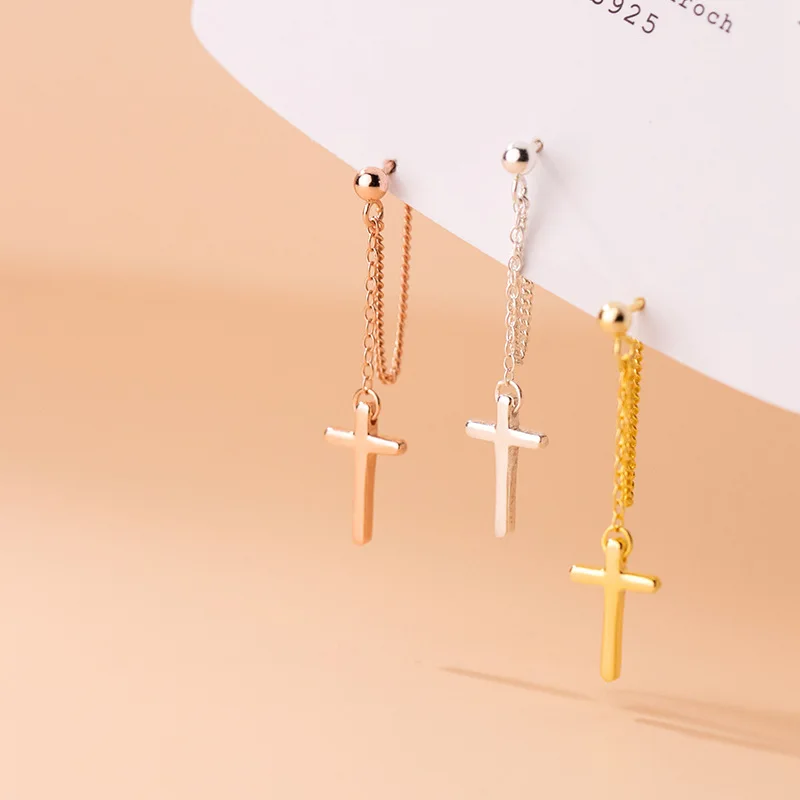 Dreamhonor Beautiful Elegant Solid 925 Sterling Silver Cross Tassel Chain Stud Earrings For Women Jewelry Wholesale
Dreamhonor Beautiful Elegant Solid 925 Sterling Silver Cross Tassel Chain Stud Earrings For Women Jewelry Wholesale