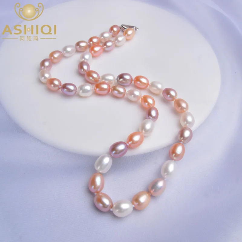 ASHIQI 8-9 mm Natural Freshwater Pearl Necklaces 925 Sterling silver Necklace clasp For women Wedding Jewelry 
ASHIQI 8-9 mm Natural Freshwater Pearl Necklaces 925 Sterling silver Necklace clasp For women Wedding Jewelry