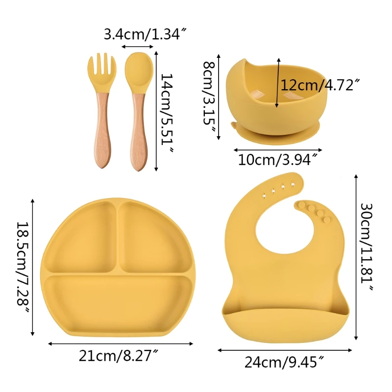 57EE 5 Pcs Baby Silicone Bibs Divided Dinner Plate Sucker Bowl Spoon Fork Set Training Feeding Food Utensil Dishes Tableware Kit
57EE 5 Pcs Baby Silicone Bibs Divided Dinner Plate Sucker Bowl Spoon Fork Set Training Feeding Food Utensil Dishes Tableware Kit