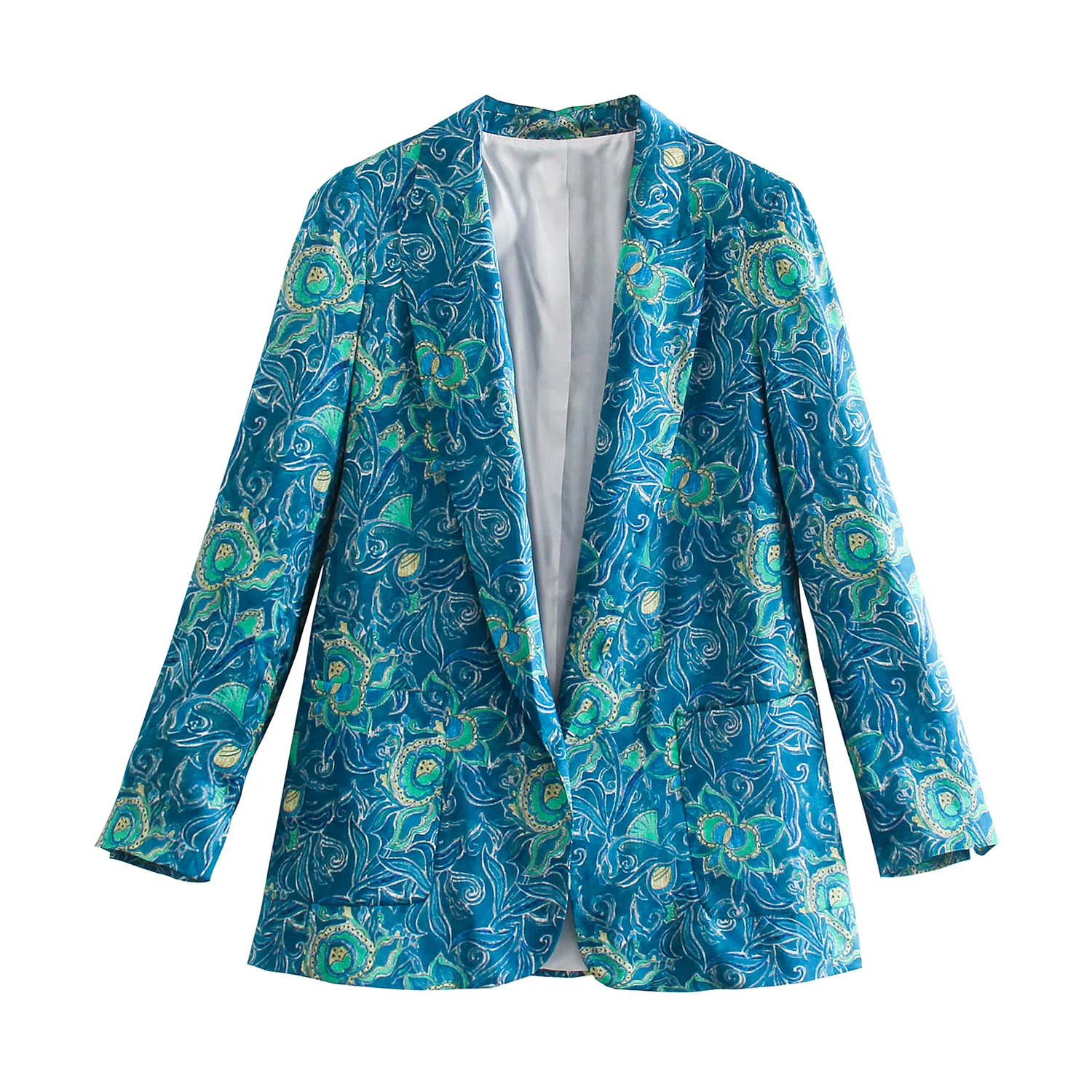 Women Autumn Spring Blue Floral Print Chic Lady Casual Fashion Blazer Jacket Coat Female Notched Collar Open Stitch Pocket Top
Women Autumn Spring Blue Floral Print Chic Lady Casual Fashion Blazer Jacket Coat Female Notched Collar Open Stitch Pocket Top