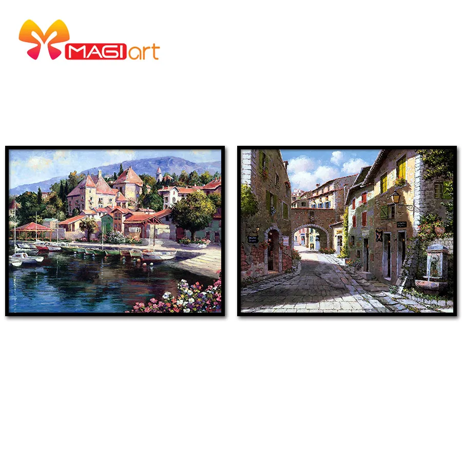 Cross stitch kits Embroidery needlework sets 11CT water soluble canvas patterns 14CT European style European town-NCMS025
Cross stitch kits Embroidery needlework sets 11CT water soluble canvas patterns 14CT European style European town-NCMS025
