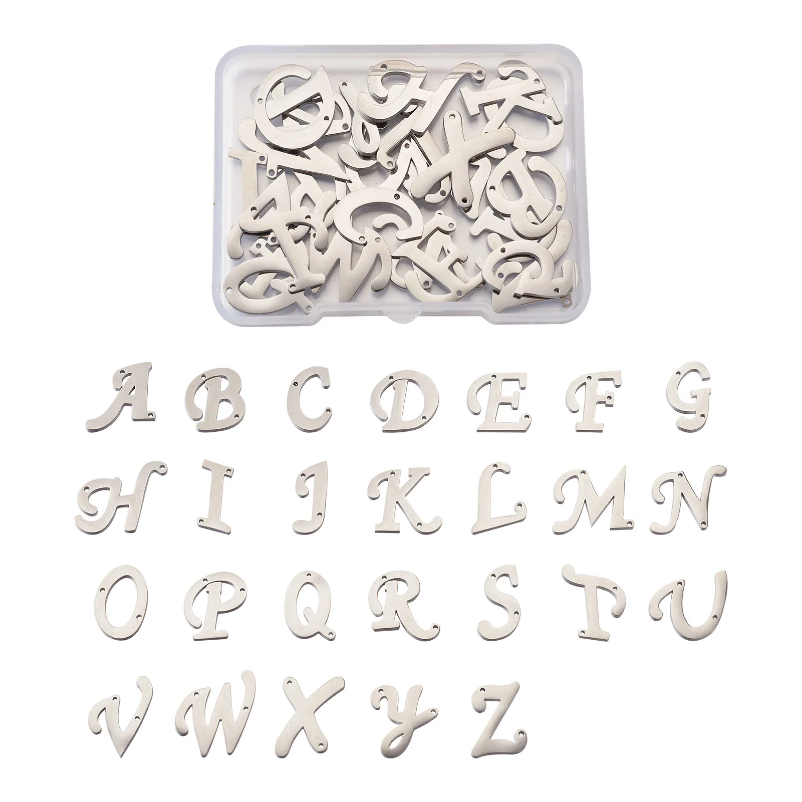 1 Box Letter A~Z Rack Plating Alloy or 304 Stainless Steel Pendants Charms for DIY Fashion Necklace Bracelet Jewelry Making
1 Box Letter A~Z Rack Plating Alloy or 304 Stainless Steel Pendants Charms for DIY Fashion Necklace Bracelet Jewelry Making
