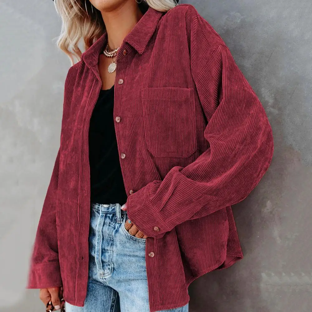 Women Long Sleeve Solid Color Shirt Coat Skin-friendly Pockets Turn-down Collar Corduroy Shirts Female Outwear Streetwear
Women Long Sleeve Solid Color Shirt Coat Skin-friendly Pockets Turn-down Collar Corduroy Shirts Female Outwear Streetwear