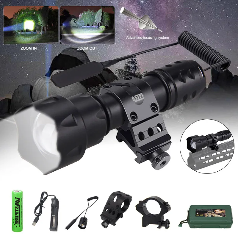 400 yard Zoomable Flashlight Torch Rechargeable White T6 LED Outdoor Tactical Hunting Flash light+Mount+18650+Charger+Switch+Box
400 yard Zoomable Flashlight Torch Rechargeable White T6 LED Outdoor Tactical Hunting Flash light+Mount+18650+Charger+Switch+Box