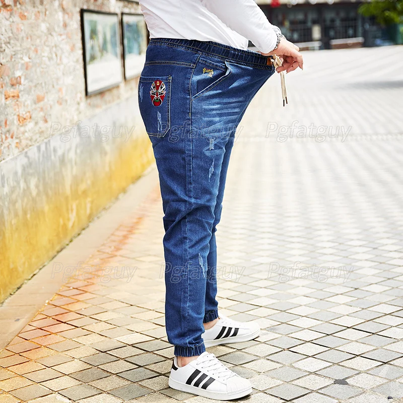 7XL 8XL Plus Size Stretch Men's Jeans 2021 New Trend Elastic Waist Harem Pants Brand Blue Distressed Casual Denim Trousers 
7XL 8XL Plus Size Stretch Men's Jeans 2021 New Trend Elastic Waist Harem Pants Brand Blue Distressed Casual Denim Trousers