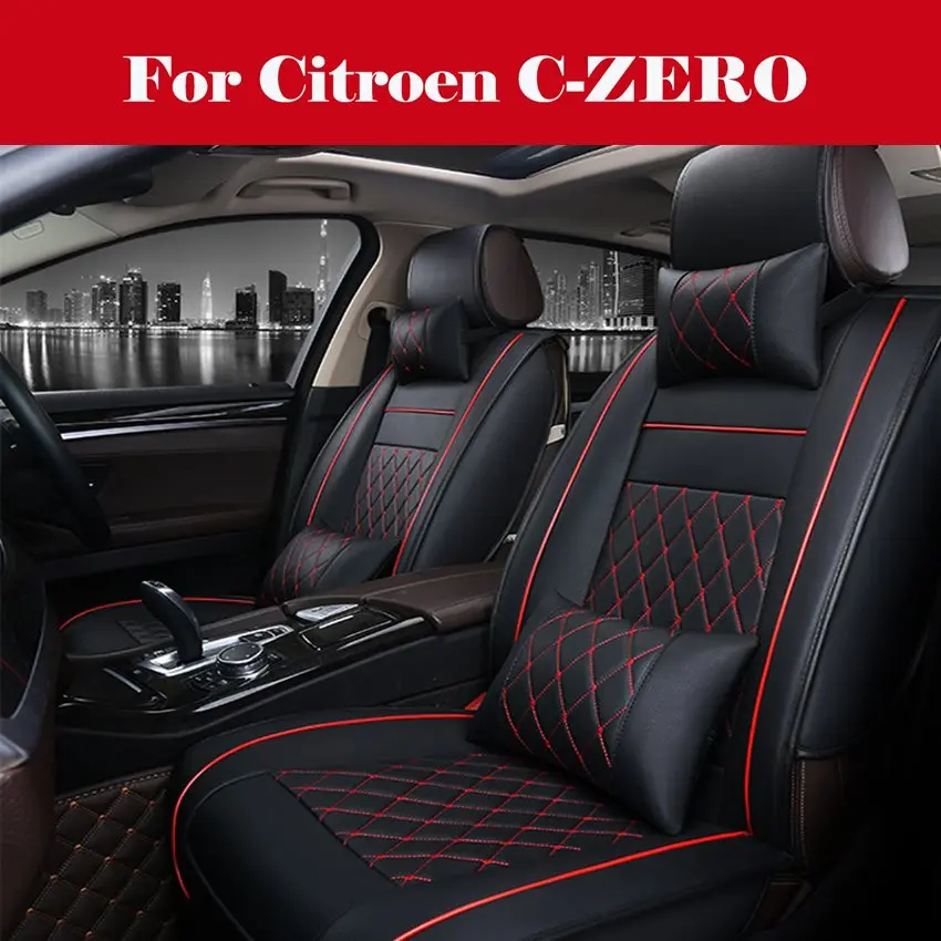 

Luxury 5-seats Car Seat Cover SUV sedan Full Set Thicken Cushions Protector PU Leather For Citroen C-ZERO