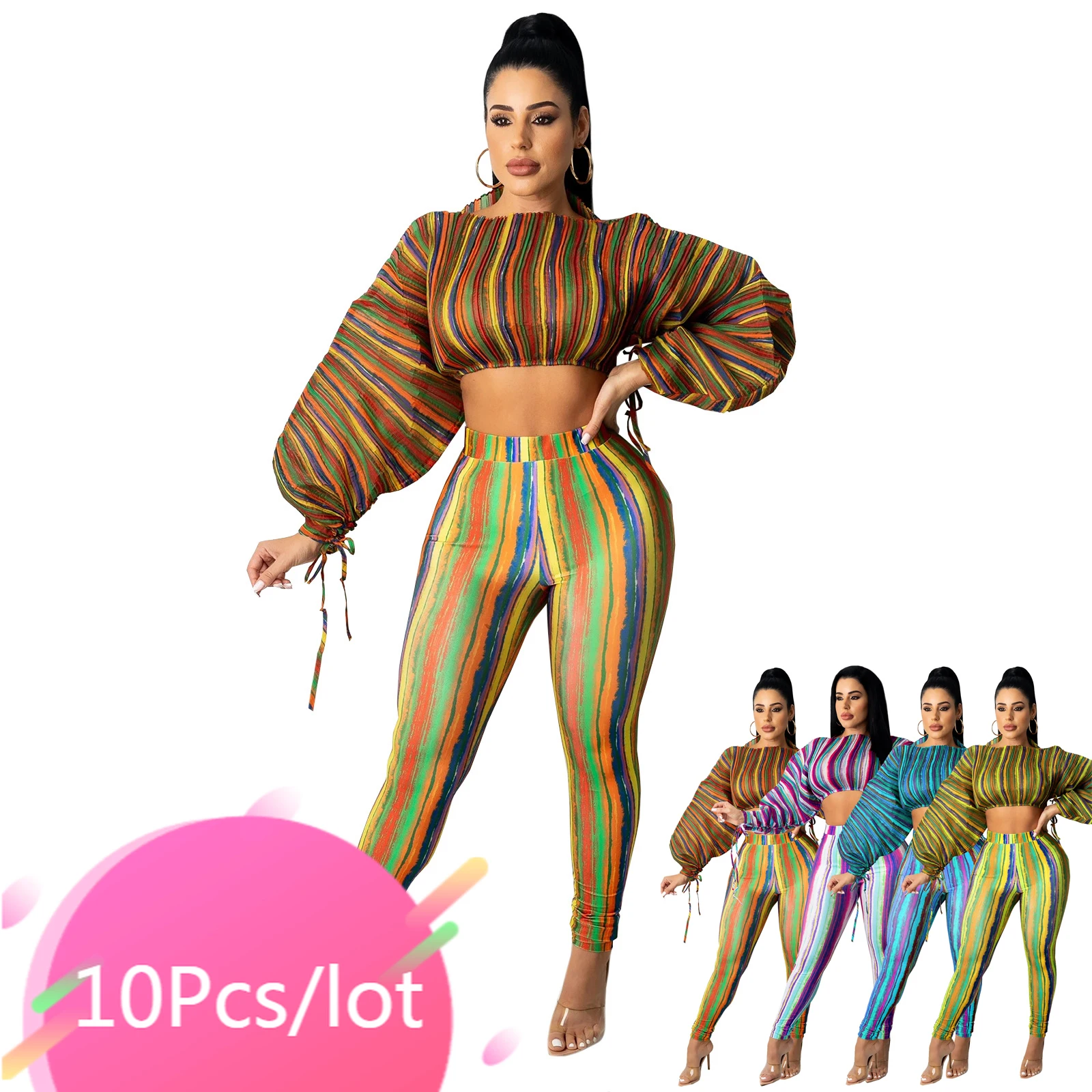 Bulk Item Wholesale Lots Autumn Women Two Piece Set Striped Drawstring Tops High Waist Pants Tracksuit Matching Set Women Outfit
Bulk Item Wholesale Lots Autumn Women Two Piece Set Striped Drawstring Tops High Waist Pants Tracksuit Matching Set Women Outfit