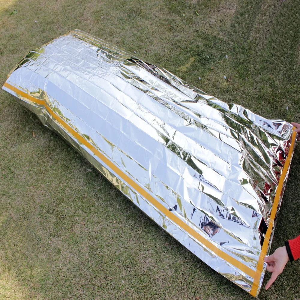 

PE Aluminum Film Outdoor Camp Emergency First Aid Sleeping Bag Anti Radiation Heat Insulation Lifesaving Damp Proof Mat Silver