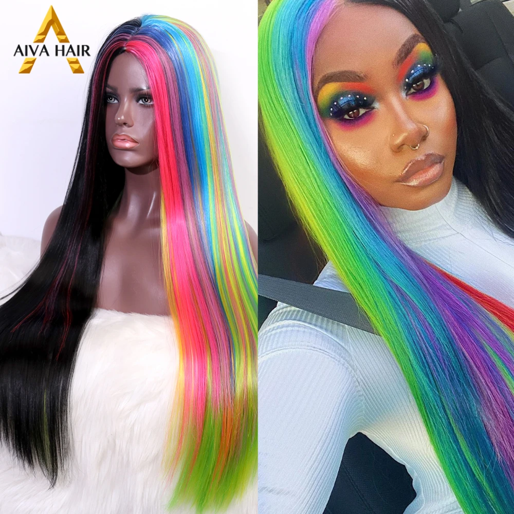 Straight Half Rainbow Black Synthetic Wig Heat Resistant Long Red Synthetic Wig AIVA Hair парик Cosplay Wigs For Black Women
Straight Half Rainbow Black Synthetic Wig Heat Resistant Long Red Synthetic Wig AIVA Hair парик Cosplay Wigs For Black Women