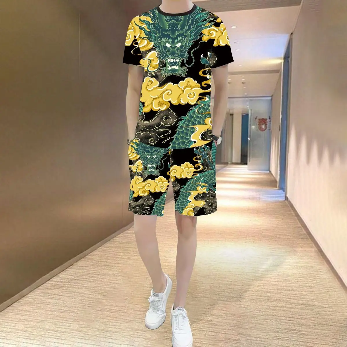 Trendy new men's casual 3D printing set short sleeve ice silk T-shirt two piece set
Trendy new men's casual 3D printing set short sleeve ice silk T-shirt two piece set