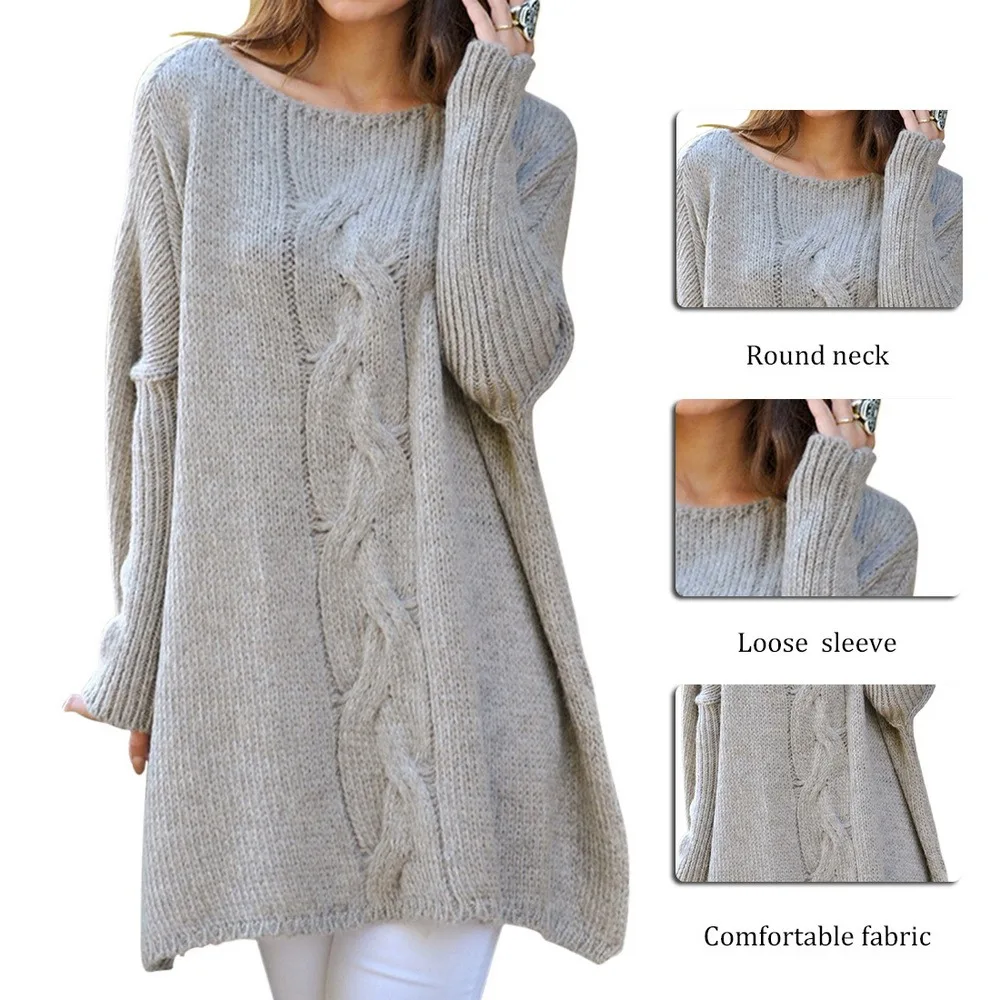 Autumn Winter Women Sweater Dress Round Neck Long Sleeve Pullovers Loose Sweater Knitted Oversized Jumper Casual Female Sweater
Autumn Winter Women Sweater Dress Round Neck Long Sleeve Pullovers Loose Sweater Knitted Oversized Jumper Casual Female Sweater