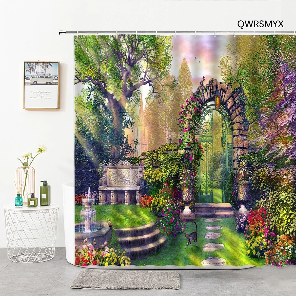 Beautiful Dream Garden Landscape Shower Curtain Architectural 3D Printed Polyester Fabric Hanging Curtain Bathroom Decor Hooks
Beautiful Dream Garden Landscape Shower Curtain Architectural 3D Printed Polyester Fabric Hanging Curtain Bathroom Decor Hooks
