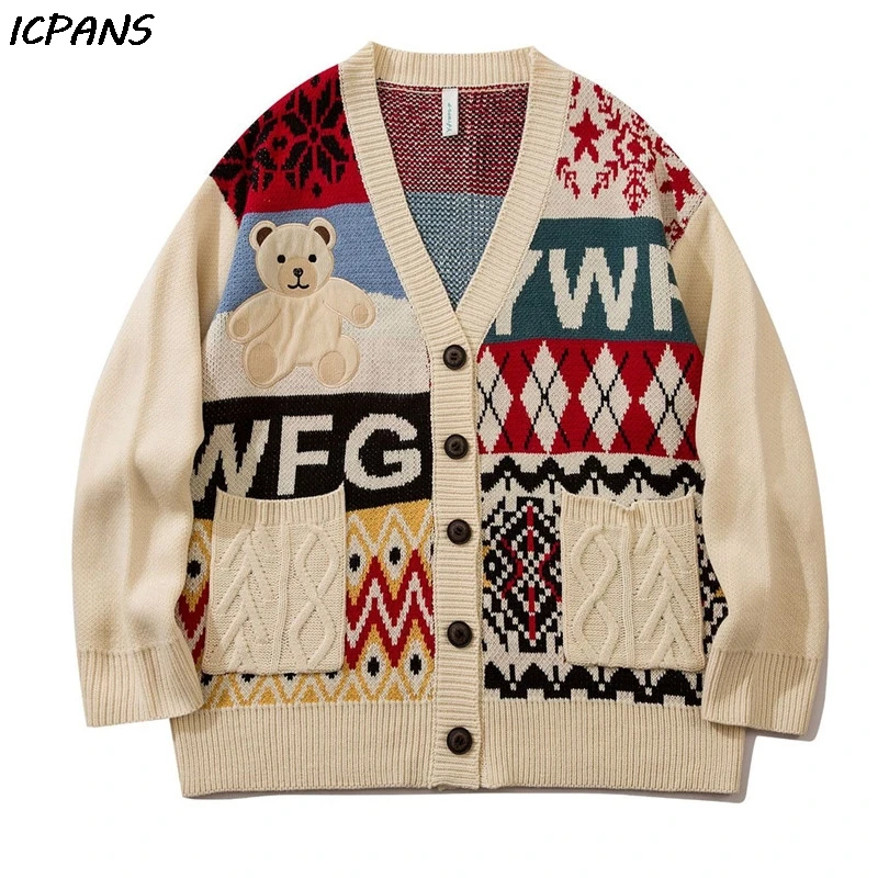 Wool Sweater Male Cardigan Clothing Bear Jacquard Winter Coat Hip Hop Knitwear Sweaters Japan Streetwear Winter Jackets Tops
Wool Sweater Male Cardigan Clothing Bear Jacquard Winter Coat Hip Hop Knitwear Sweaters Japan Streetwear Winter Jackets Tops