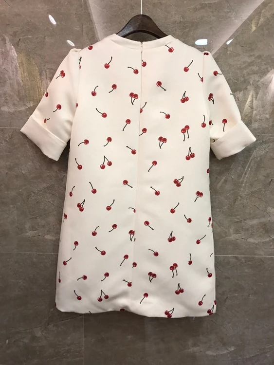 2021 early spring new women's round neck cherry pattern color matching decoration short-sleeved dress 102
2021 early spring new women's round neck cherry pattern color matching decoration short-sleeved dress 102