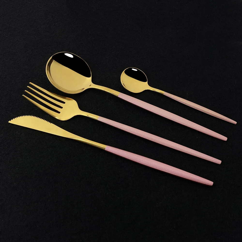 Pink Gold Cutlery Set Stainless Steel Dinnerware Set 24Pcs Knives Forks Coffee Spoons Flatware Set Kitchen Dinner Tableware Set
Pink Gold Cutlery Set Stainless Steel Dinnerware Set 24Pcs Knives Forks Coffee Spoons Flatware Set Kitchen Dinner Tableware Set