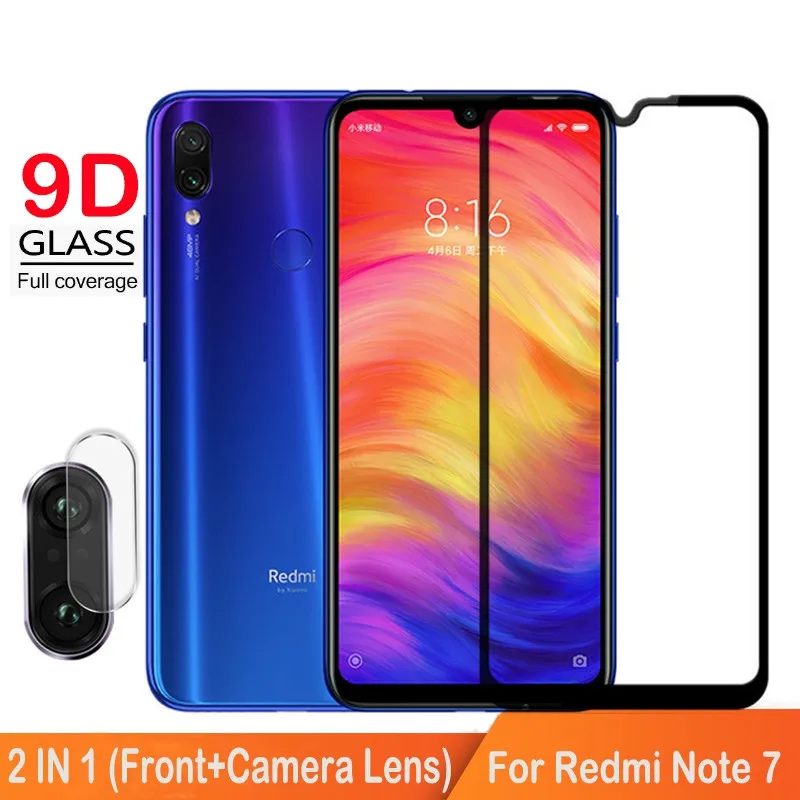 Закаленное стекло 9D для Xiaomi Redmi Note 7 Note7 7pro 7A 7S Защита камеры xiomi Pro защитное |