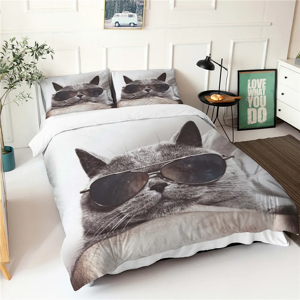 3d Bed Cover Set Fabric Cool Cats Wearing Sunglasses Design Double Bedspread With Pillowcases Soft Warm Duvet Cover
3d Bed Cover Set Fabric Cool Cats Wearing Sunglasses Design Double Bedspread With Pillowcases Soft Warm Duvet Cover