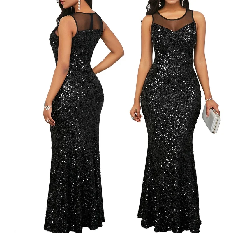 Sequin Prom Long Dress for Women Elegant Sleeveless Party Evening Slim Bodycon Maxi Dresses Party Club Night Mermaid Vestido
Sequin Prom Long Dress for Women Elegant Sleeveless Party Evening Slim Bodycon Maxi Dresses Party Club Night Mermaid Vestido