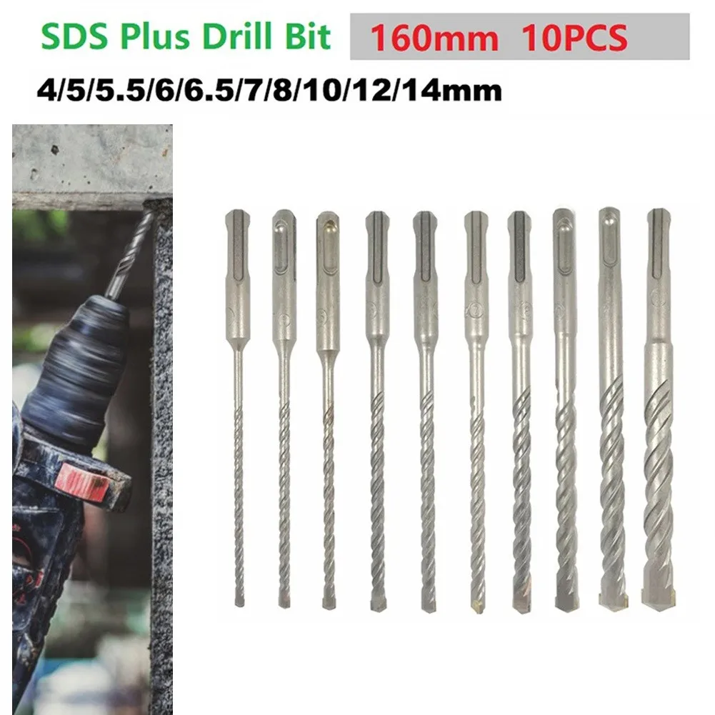 10PCS Electric Hammer SDS Plus Drill Bit Set 160mm Concrete Wall Brick 4-14mm Twist Drill Bit For Drilling Concrete Wall Brick
10PCS Electric Hammer SDS Plus Drill Bit Set 160mm Concrete Wall Brick 4-14mm Twist Drill Bit For Drilling Concrete Wall Brick