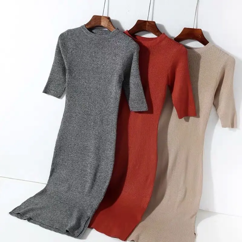 Women New 2021 Summer O-neck Short Sleeve Midi Dress Female Knitted Casual Sweater Dresses Ladies Fashion Elegant Vestidos A787
Women New 2021 Summer O-neck Short Sleeve Midi Dress Female Knitted Casual Sweater Dresses Ladies Fashion Elegant Vestidos A787