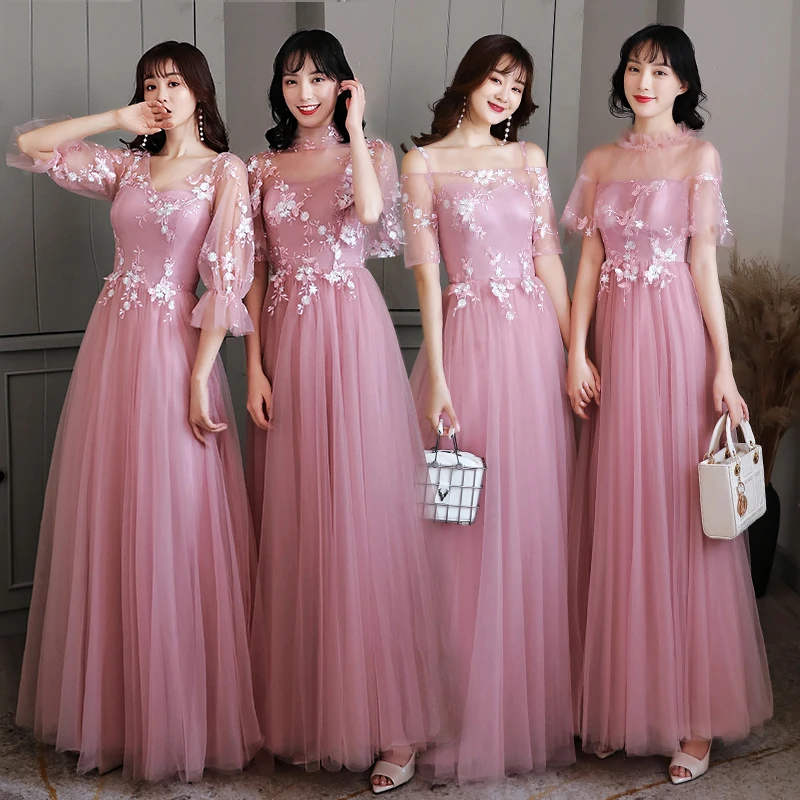Bridesmaids Dresses Illusion Boat Neck A-Line Embroidery Floor-Length Lace Tulle Off The Shoulder Women Wedding Party Gown E219
Bridesmaids Dresses Illusion Boat Neck A-Line Embroidery Floor-Length Lace Tulle Off The Shoulder Women Wedding Party Gown E219