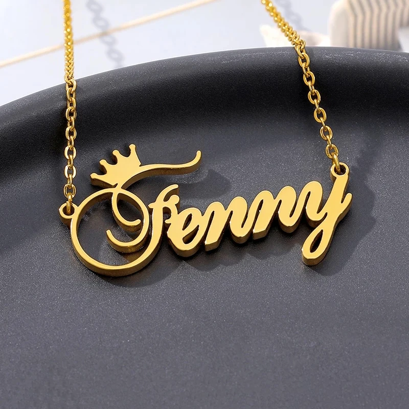 Personalized Custom Crown Name Necklaces For Women Gold Silver Color Stainless Steel Neck Chain Female Pendant Necklace Jewelry
Personalized Custom Crown Name Necklaces For Women Gold Silver Color Stainless Steel Neck Chain Female Pendant Necklace Jewelry