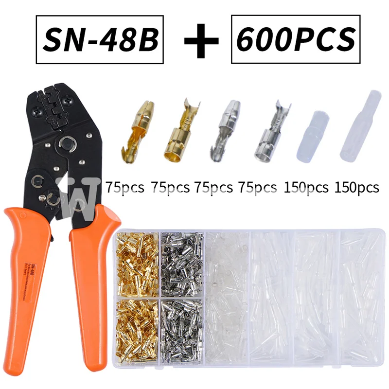 400/600PCS Bullet Terminals Car Auto Motorcycle Crimp Terminals Electrical Wire Connectors Bullet Connectors SN-48B Crimping Kit
400/600PCS Bullet Terminals Car Auto Motorcycle Crimp Terminals Electrical Wire Connectors Bullet Connectors SN-48B Crimping Kit