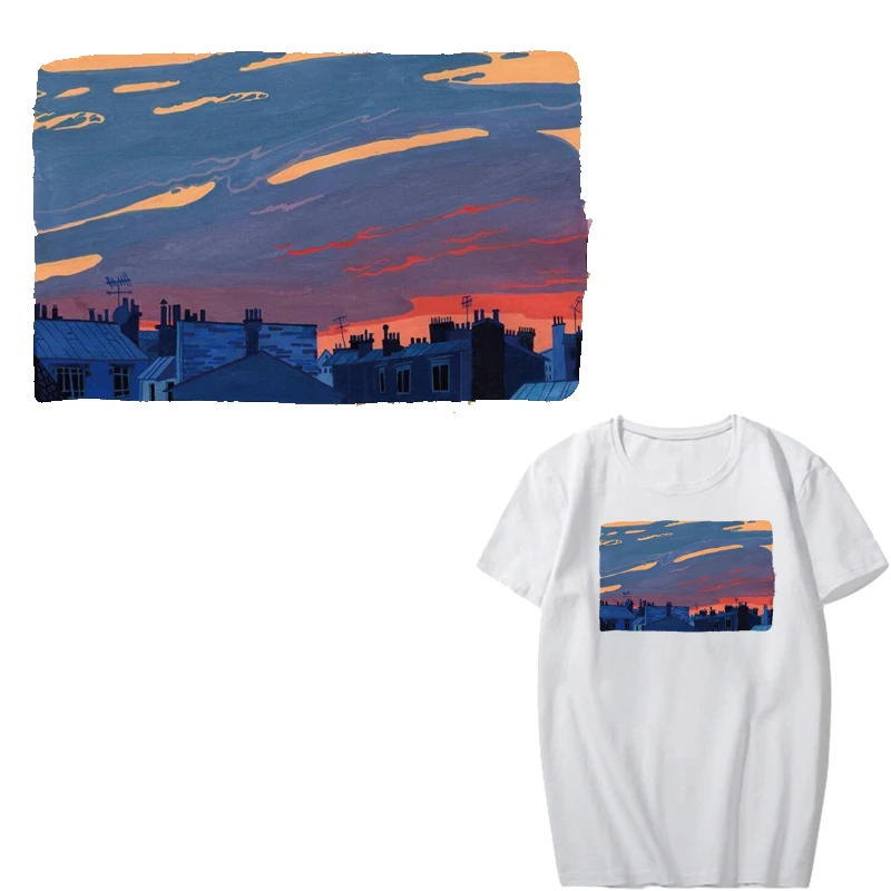 Iron-on Transfers Sky City Patches for Clothing DIY T-shirt Jackets Appliques Thermo Stickers Stripes on Clothes Heat Press
Iron-on Transfers Sky City Patches for Clothing DIY T-shirt Jackets Appliques Thermo Stickers Stripes on Clothes Heat Press