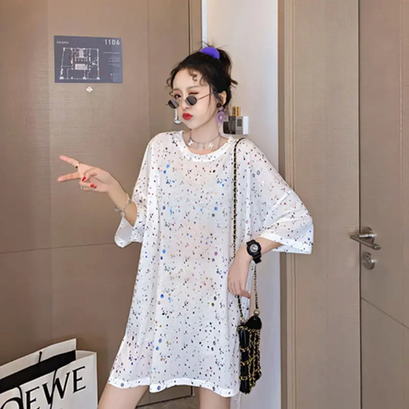 Medium and long shiny short sleeve shirt women's 2021 new tide summer Korean wind loose size half sleeve clothes
Medium and long shiny short sleeve shirt women's 2021 new tide summer Korean wind loose size half sleeve clothes