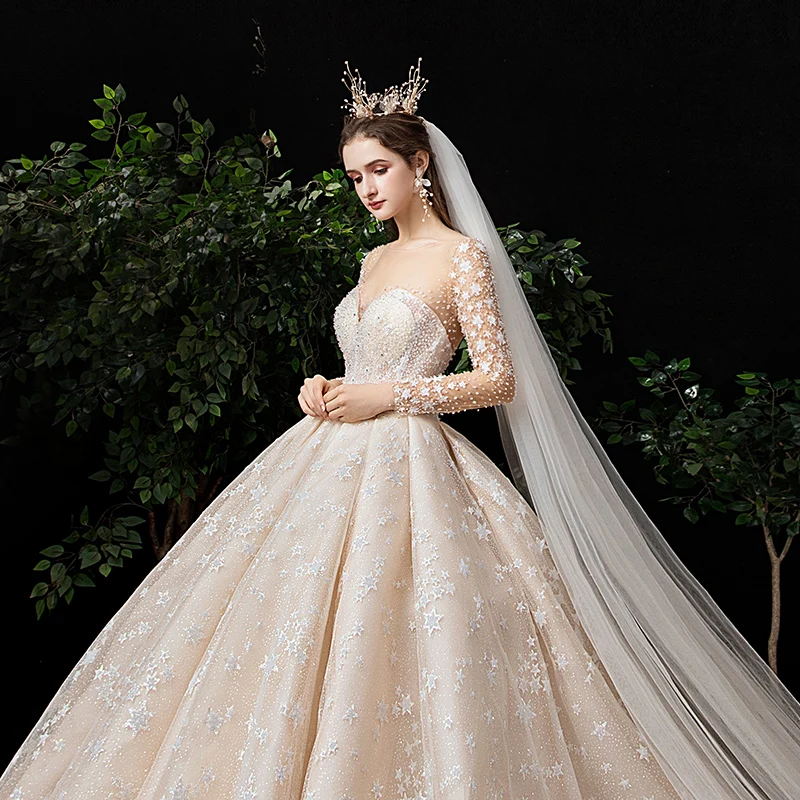 SSYFashion New High-end Winter Wedding Dress Bride Luxury Long Sleeve Sequins Beading Court Train Wedding Gown Vestido De Noiva
SSYFashion New High-end Winter Wedding Dress Bride Luxury Long Sleeve Sequins Beading Court Train Wedding Gown Vestido De Noiva