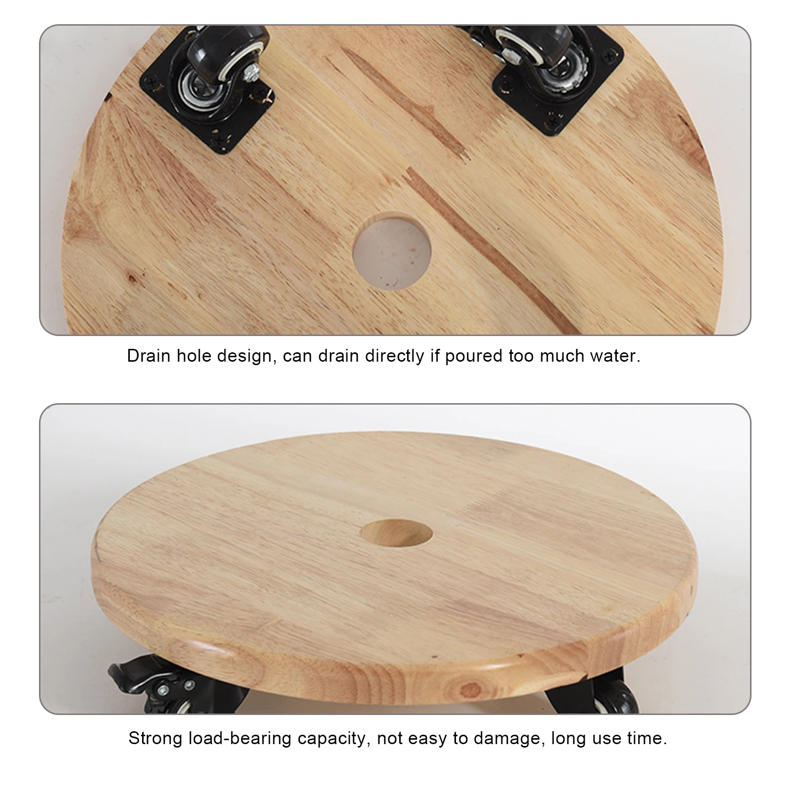 Removable Flower Pot Tray 2 Sizes Round Rubber Wood Plant Pot Tray Holder Universal Wheel Design Mover Potted Plant Stand 
Removable Flower Pot Tray 2 Sizes Round Rubber Wood Plant Pot Tray Holder Universal Wheel Design Mover Potted Plant Stand