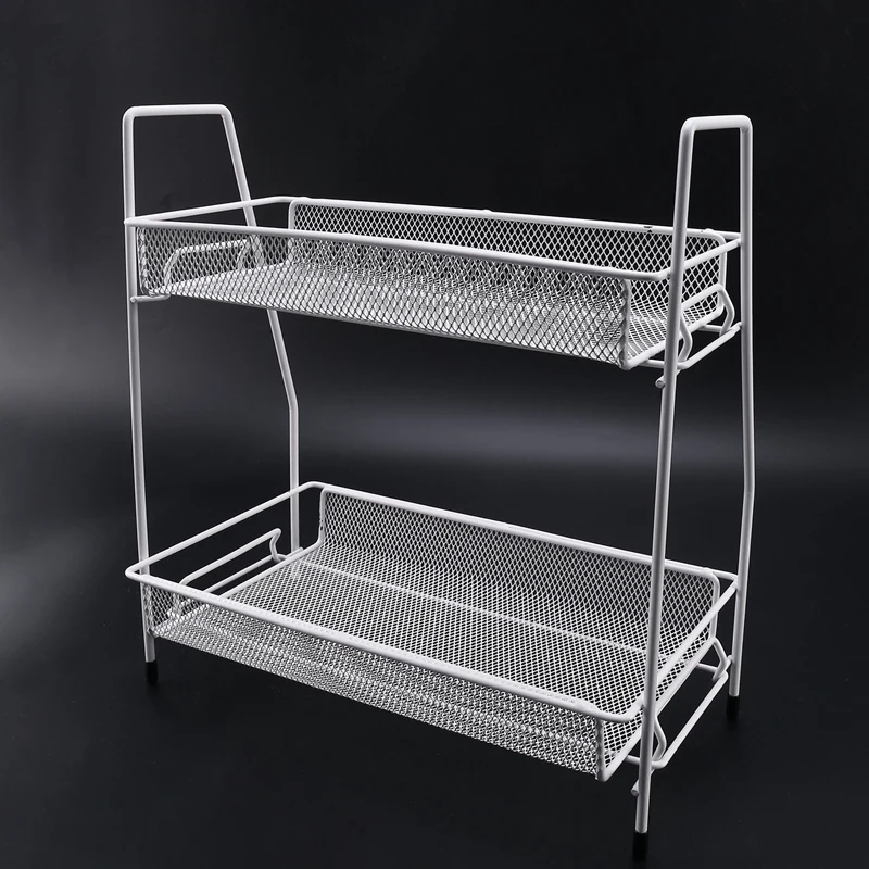 Desktop Storage Shelf Double Layer Iron Rack Shelves Holder Kitchen Spice Rack Bathroom Sundries Makeup Organizer 
Desktop Storage Shelf Double Layer Iron Rack Shelves Holder Kitchen Spice Rack Bathroom Sundries Makeup Organizer