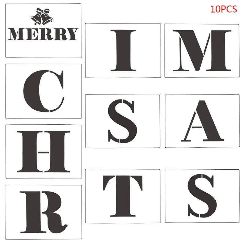 10pcs/set Uppercase Letter Merry Christmas Stencils Templates DIY Painting Stamp K3KB
10pcs/set Uppercase Letter Merry Christmas Stencils Templates DIY Painting Stamp K3KB