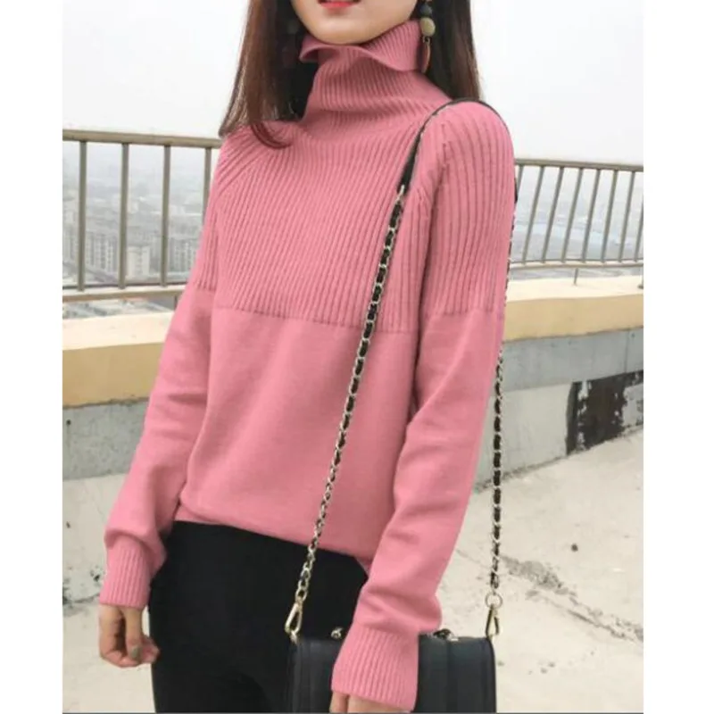 Женский пуловер с высоким воротником kywommnz простой эластичный